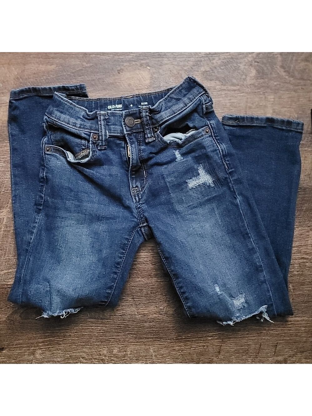 Old Navy Kids Distressed Blue Jeans Sz 6 Slim